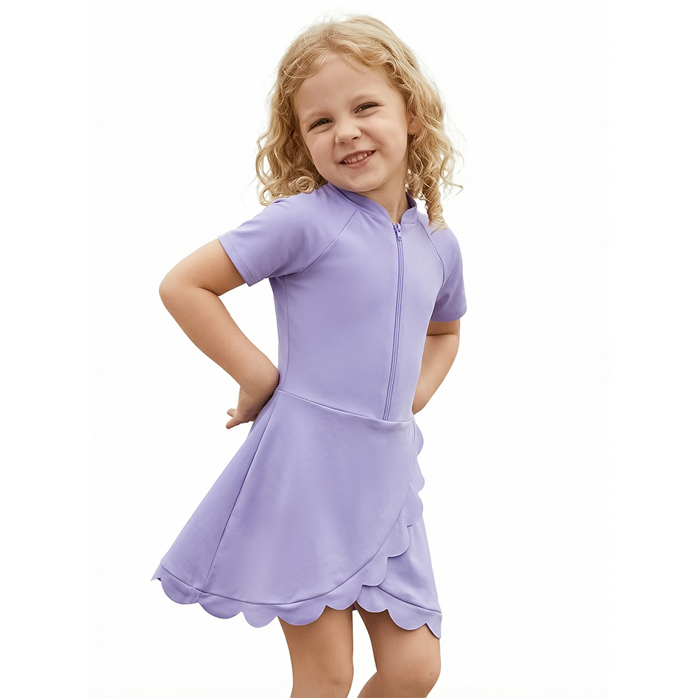 Girls’ Short Sleeve One-Piece with Flare Skirt