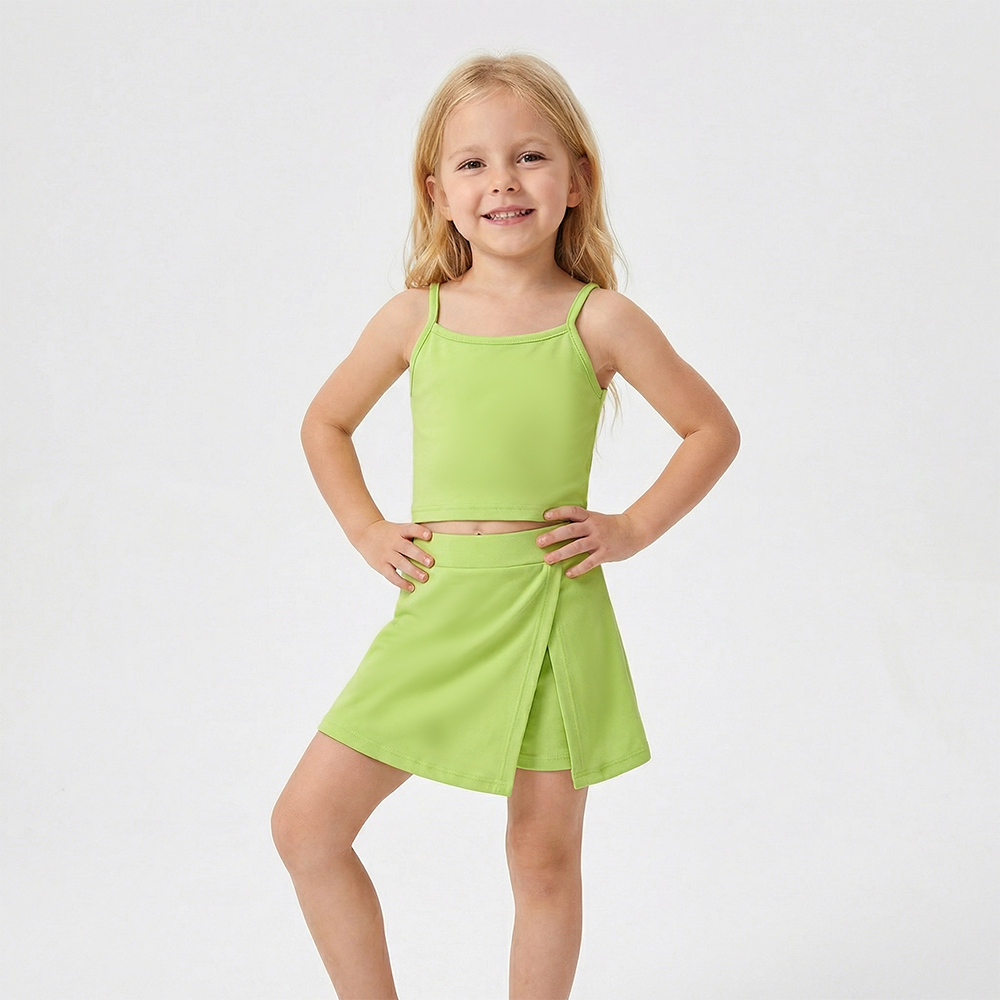 Girls’ Two-Piece Active Play Set with Wrap Skirt