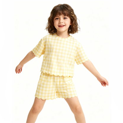 Girls’ Two-Piece Gingham Lounge & Play Set