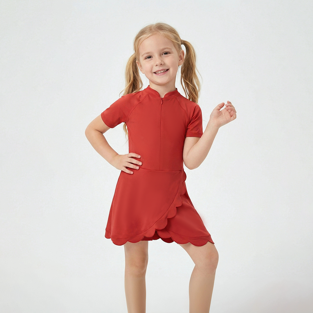 Girls’ Short Sleeve One-Piece with Flare Skirt