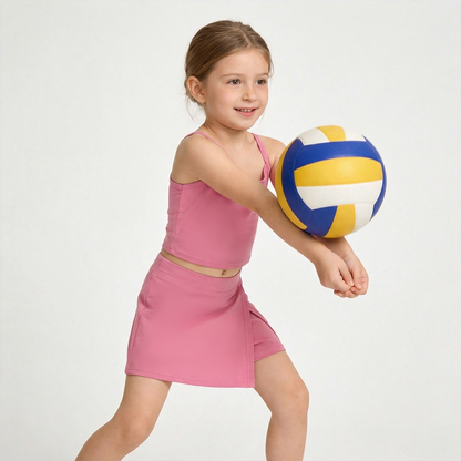Girls’ Two-Piece Active Play Set with Wrap Skirt