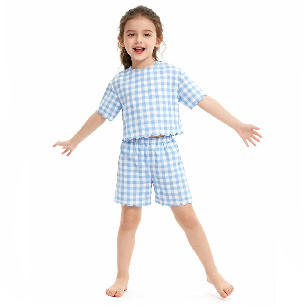 Girls’ Two-Piece Gingham Lounge & Play Set