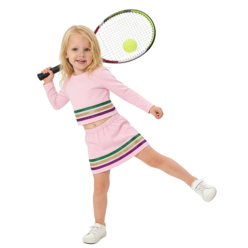 Girls’ Glitter Stripe Active Wear Set