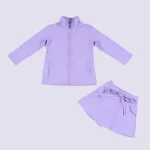 Girls Yoga Set Zip Jacket Bow Skirt with Shorts Liner Custom