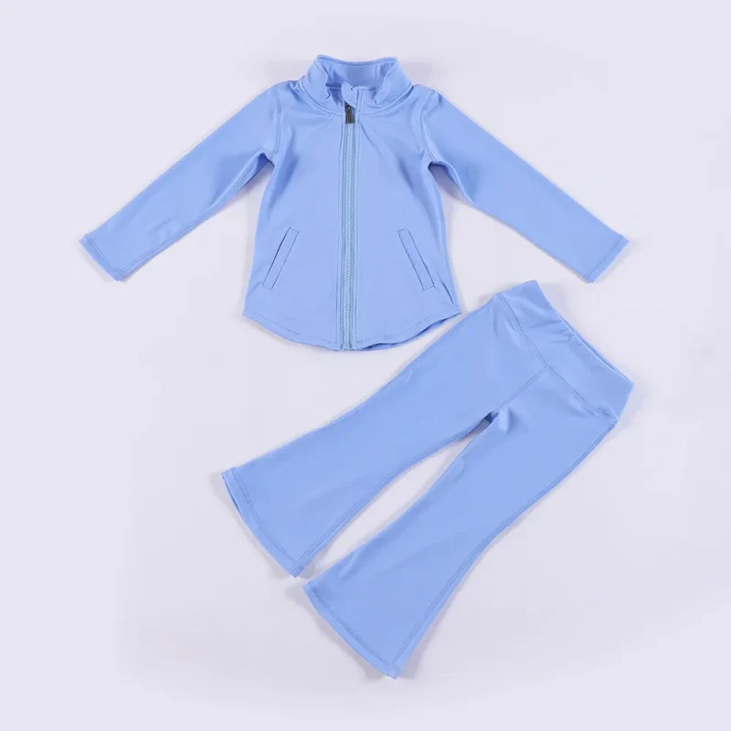 Kid Quick Dry Full Zipper Long Sleeve Yoga Set