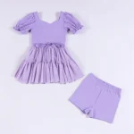 Kids Yoga Dress with Tulle Layer and Waist Bow, Ballet Style Dance Dress for Girls Sports and Special Occasions