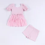 Kids Yoga Dress with Tulle Layer and Waist Bow, Ballet Style Dance Dress for Girls Sports and Special Occasions