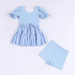 Kids Yoga Dress with Tulle Layer and Waist Bow, Ballet Style Dance Dress for Girls Sports and Special Occasions