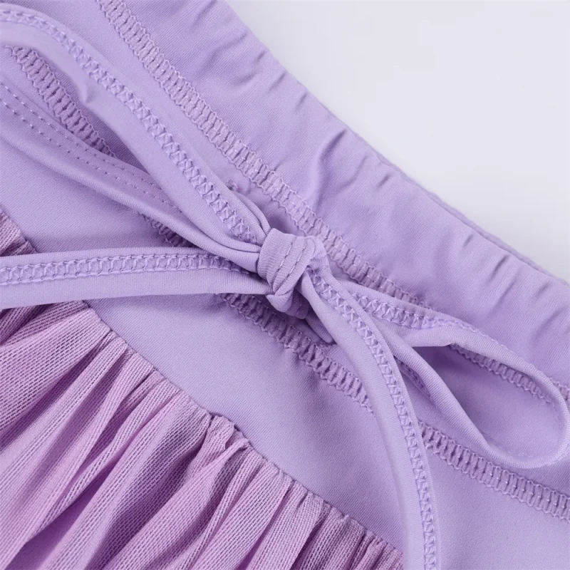 Kids Customizable Breathable Mesh Yoga Dress Stretch Tulle Skirt with Shorts