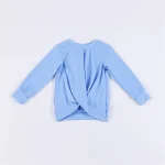 Quick Dry Stretchy Light Blue Long Sleeve Twist Hem Yoga Top