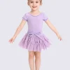 Kids Customizable Breathable Mesh Yoga Dress Stretch Tulle Skirt with Shorts