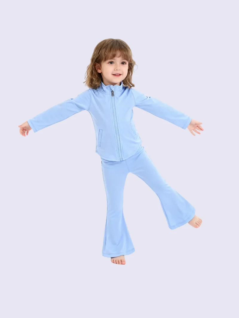 Kid Quick Dry Full Zipper Long Sleeve Yoga Set