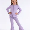 Girls Yoga Outfit Long Sleeve Zip
